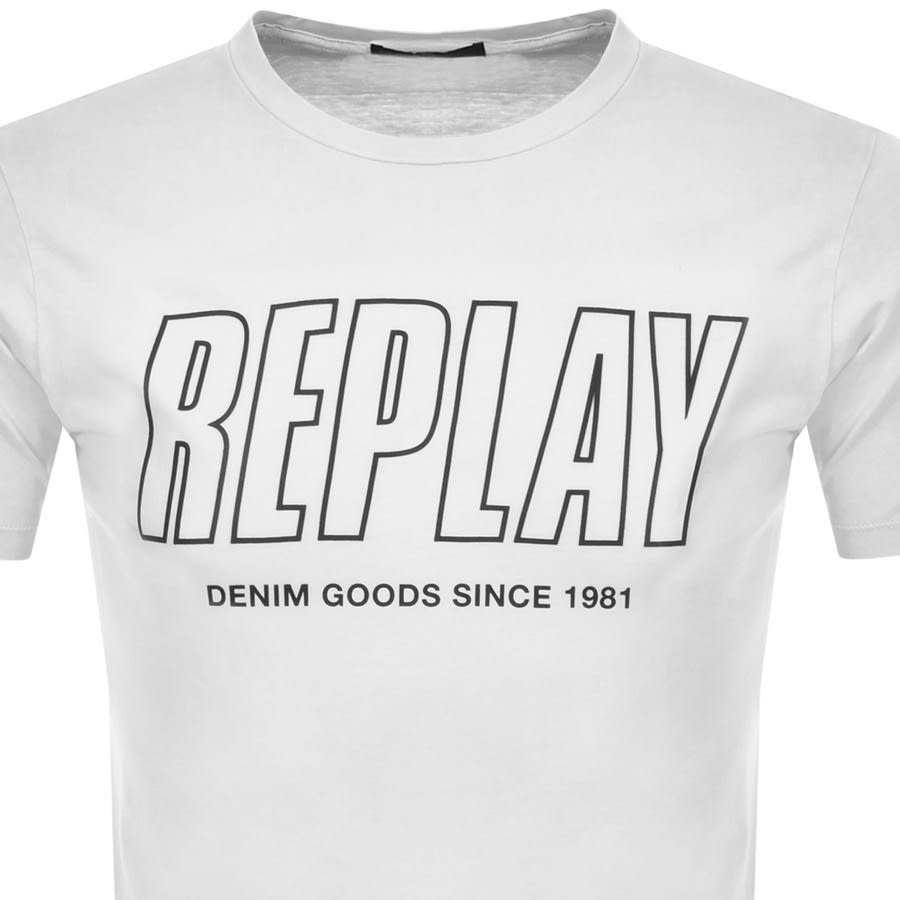 Alternative Image for ProductReplay Logo Crew Neck T Shirt White2